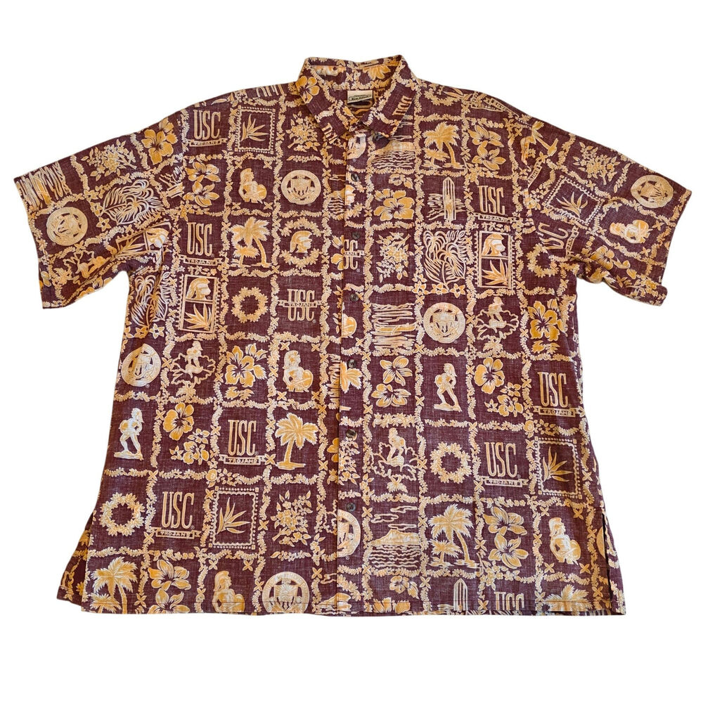 USC Trojans Hawaii Ke Nui College Novelty Print Aloha Shirt XXL